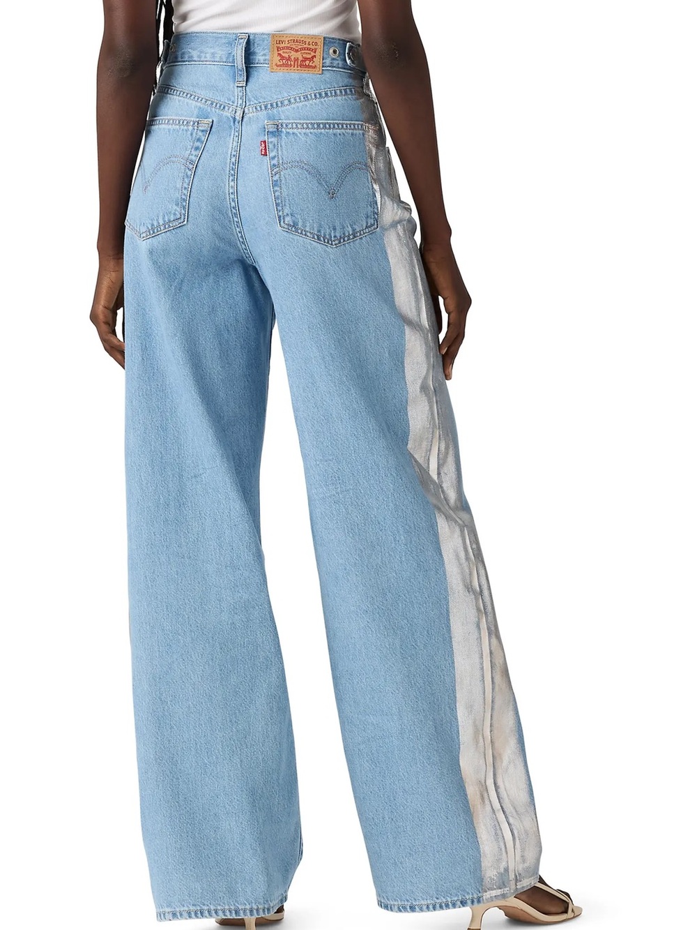 Levi's Light Blue high waist Wide-Leg Jeans with Silver Side Stripe